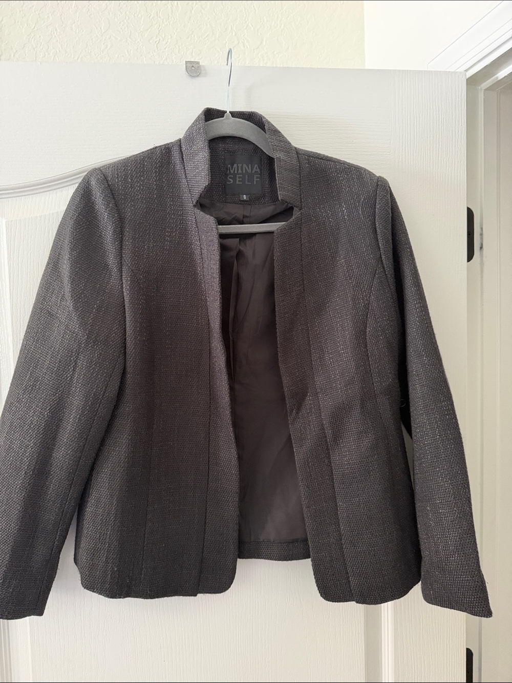Women's Gray Open-Front Blazer